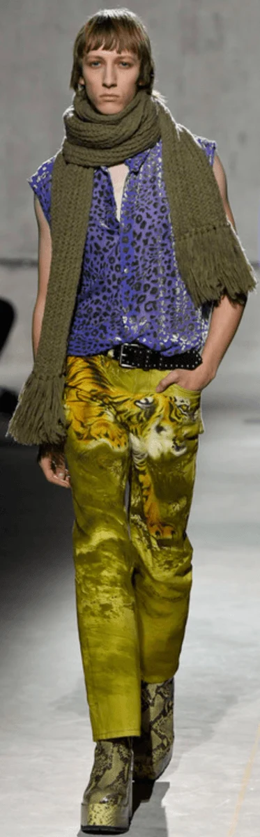 AW2020 Dries Van Noten Tiger Gold Pants - Image 3