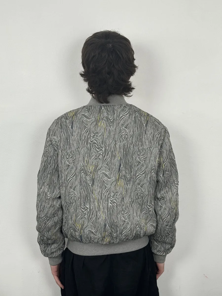 AW2020 Emporio Armani Grey Psychadelic Bomber Jacket - Image 4