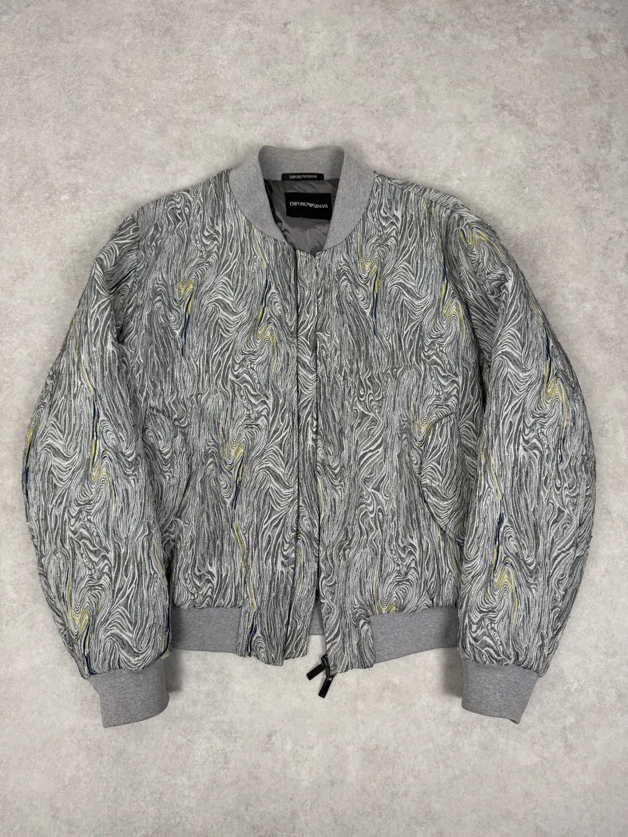 AW2020 Emporio Armani Grey Psychadelic Bomber Jacket - Image 5