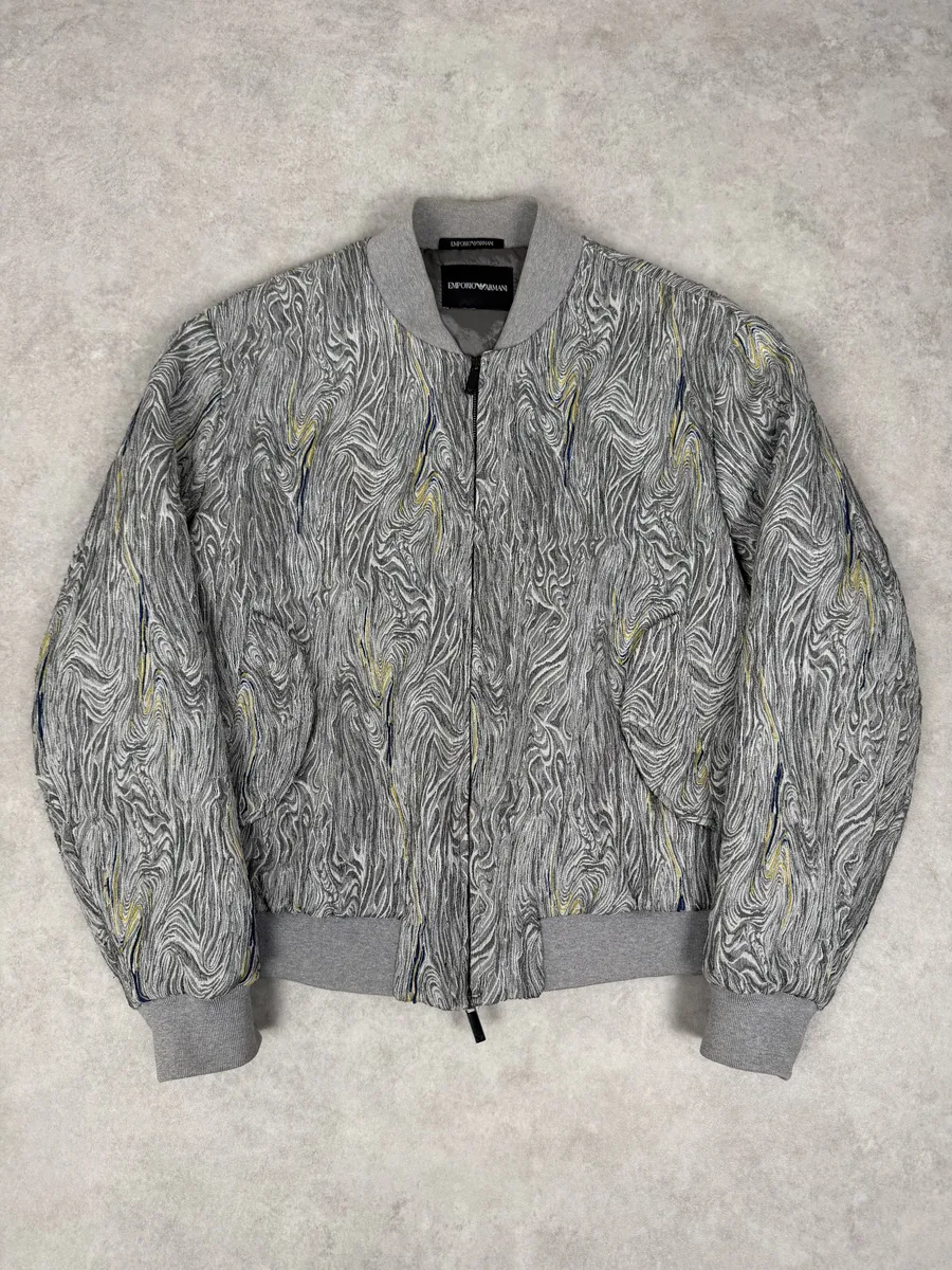 AW2020 Emporio Armani Grey Psychadelic Bomber Jacket - Image 6