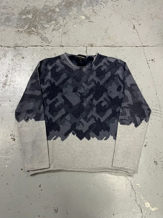 AW2020 Emporio Armani Navy Gradient Grey Wool Sweater