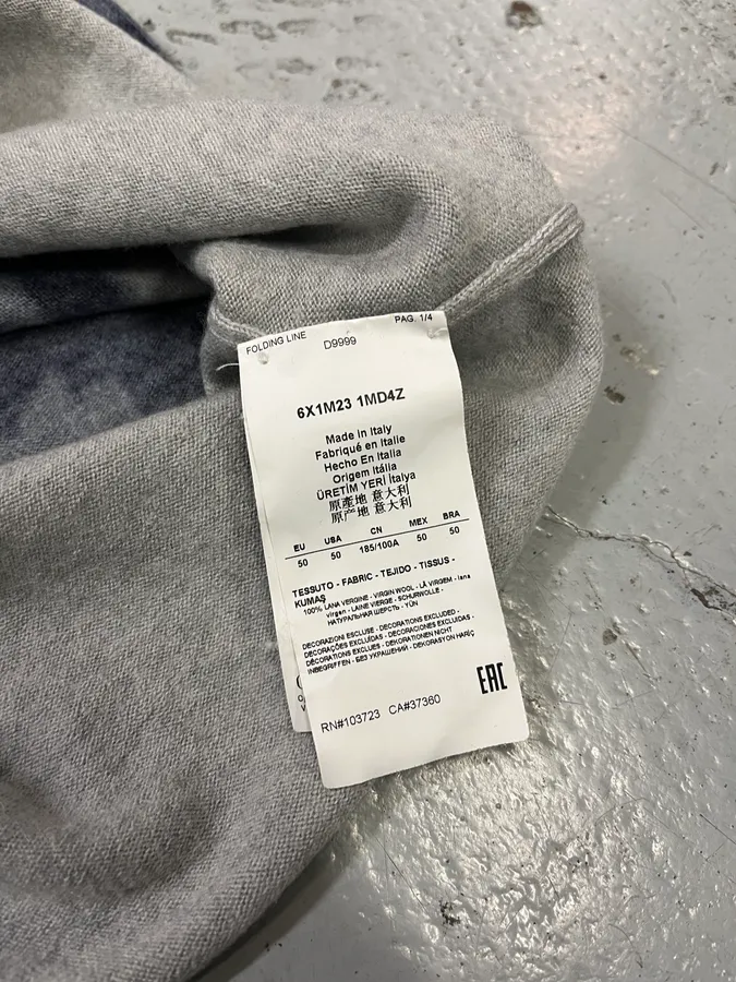 AW2020 Emporio Armani Navy Gradient Grey Wool Sweater - Image 8