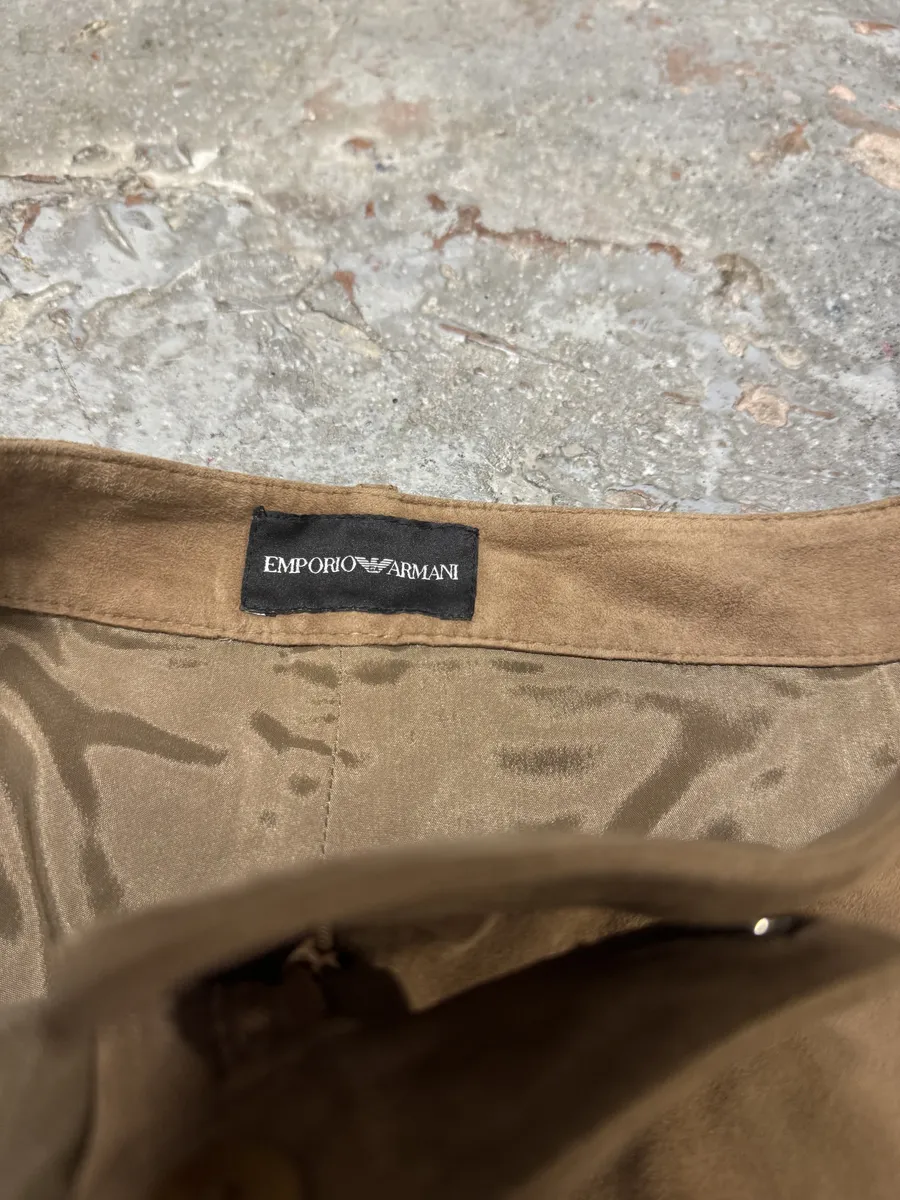 AW2020 Emporio Armani Suede Beige Leather Pants - Image 7