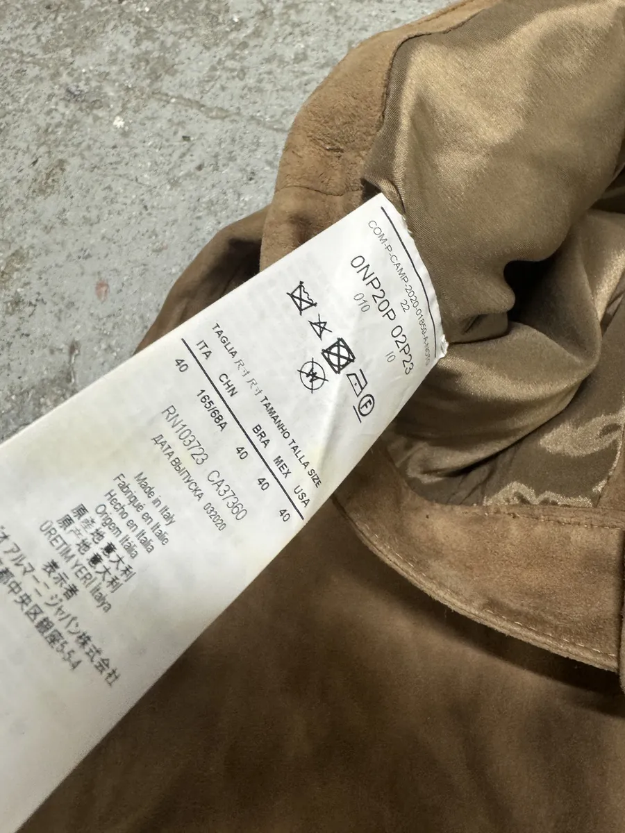 AW2020 Emporio Armani Suede Beige Leather Pants - Image 9