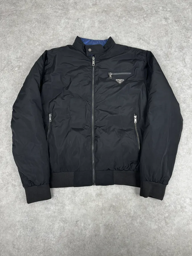 AW2020 Prada Black & Navy Reversible Puffer Hooded Jacket