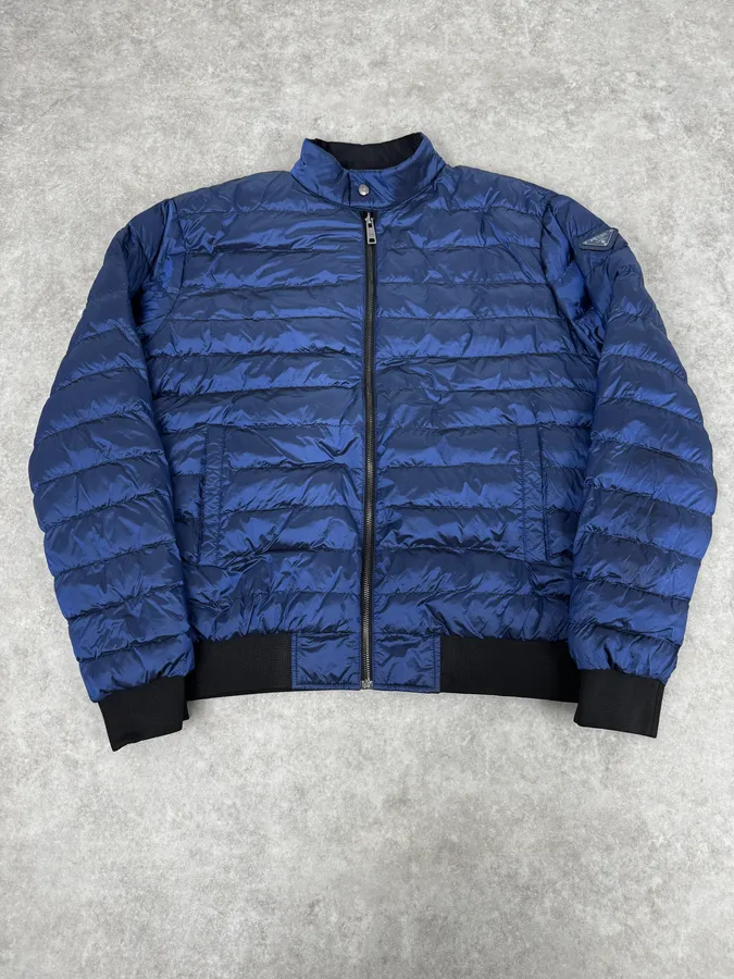 AW2020 Prada Black & Navy Reversible Puffer Hooded Jacket - Image 2