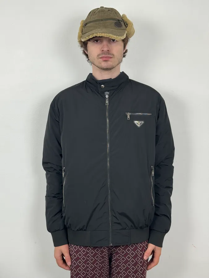 AW2020 Prada Black & Navy Reversible Puffer Hooded Jacket - Image 3