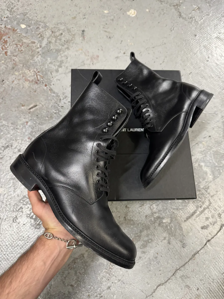 AW2020 Saint Laurent Stalker Black Leather Ankle Boots