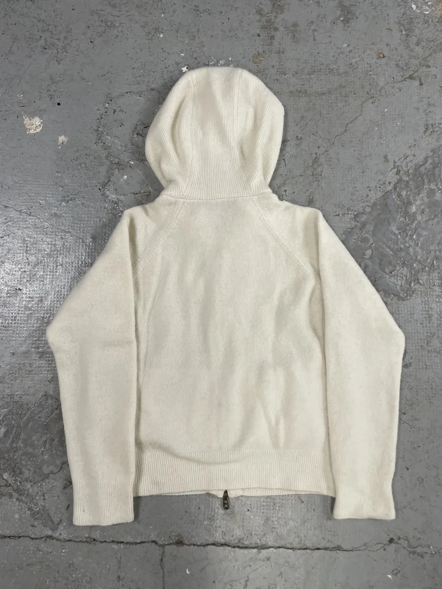 AW2021 Emporio Armani Beige Wool Hooded Zip-Up Sweater - Image 2