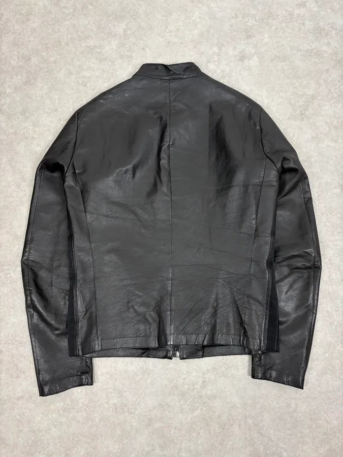 AW2021 Emporio Armani Black Premium Minimalist Leather Jacket - Image 4