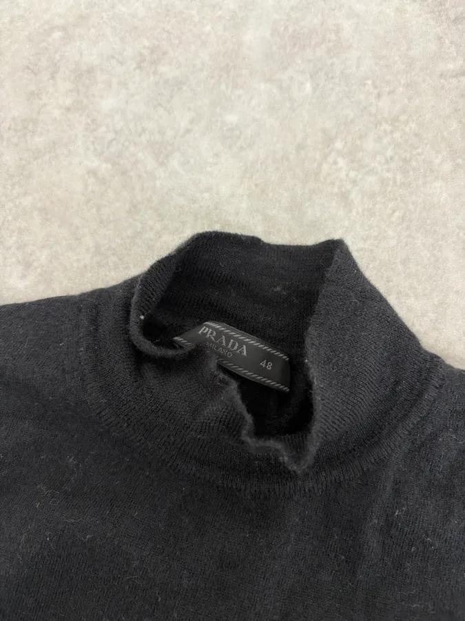 AW2021 Prada Minimalist Black Wool Sweater - Image 5