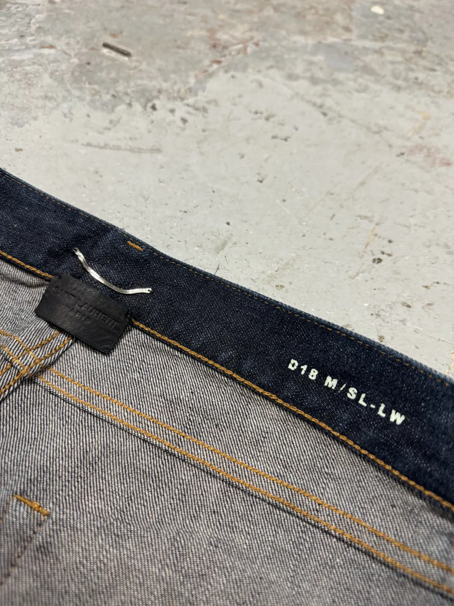 AW2021 Saint Laurent Brut Navy Slim Denim Jeans - Image 10