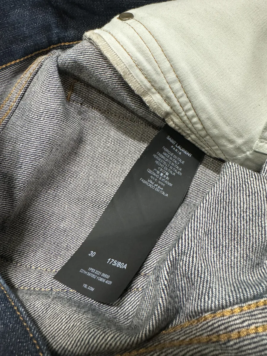 AW2021 Saint Laurent Brut Navy Slim Denim Jeans - Image 11