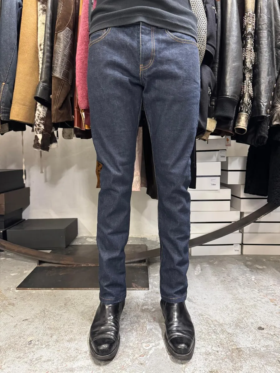 AW2021 Saint Laurent Brut Navy Slim Denim Jeans - Image 3
