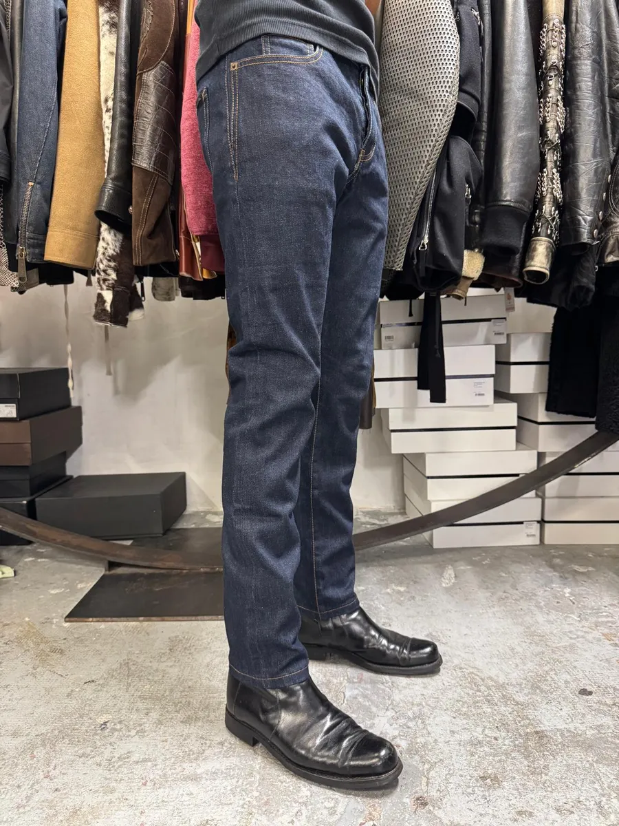 AW2021 Saint Laurent Brut Navy Slim Denim Jeans - Image 4