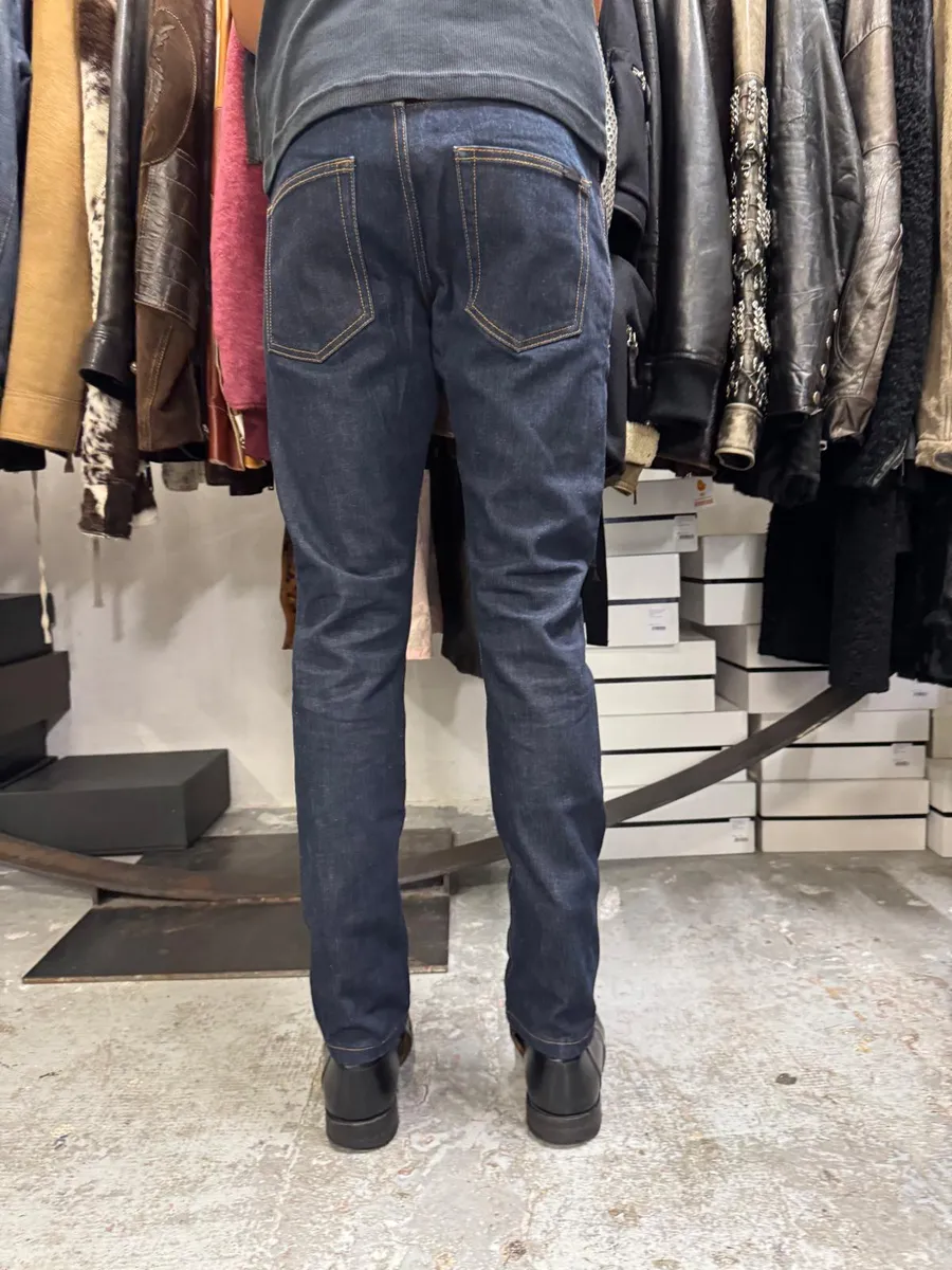 AW2021 Saint Laurent Brut Navy Slim Denim Jeans - Image 5