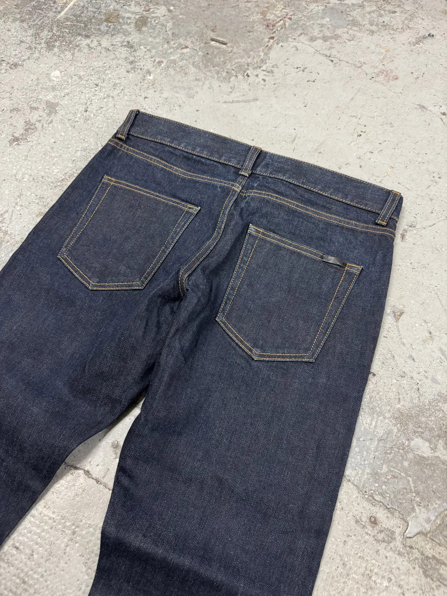 AW2021 Saint Laurent Brut Navy Slim Denim Jeans - Image 7