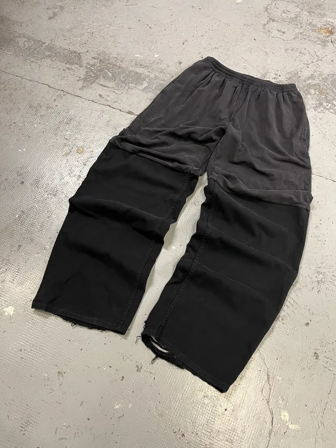 AW2022 Balenciaga Hybrid Denim & Cotton Oversized Black Jogger Pants - Image 5