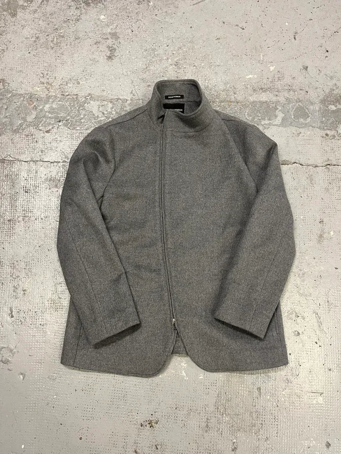 AW2022 Emporio Armani Asymmetrical Samurai Grey Jacket - Image 4