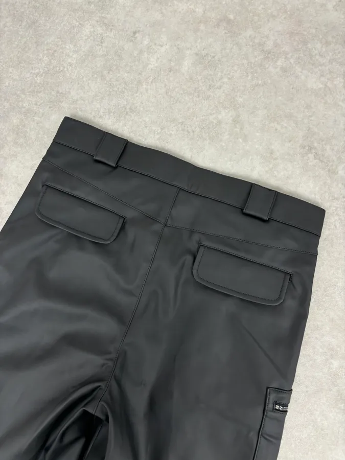 AW2022 Emporio Armani Black Eco Leather Cargo Pants - Image 8