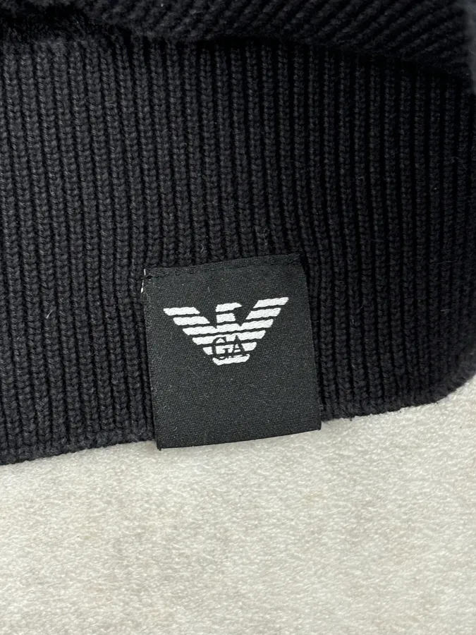 AW2022 Emporio Armani Black Textured Hoodie - Image 8