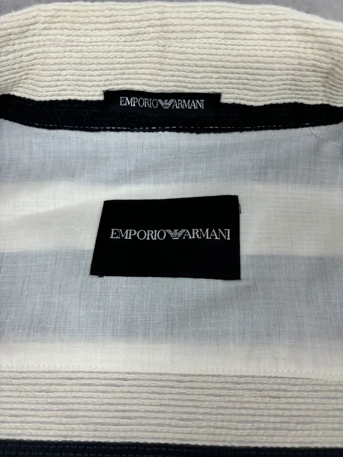 AW2022 Emporio Armani Black White Striped Cotton Zip Shirt Jacket - Image 10