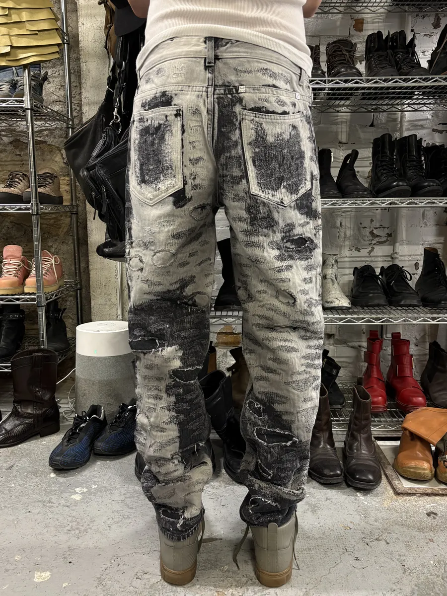 AW2022 Givenchy Distressed Monochrome Slim Jeans - Image 4