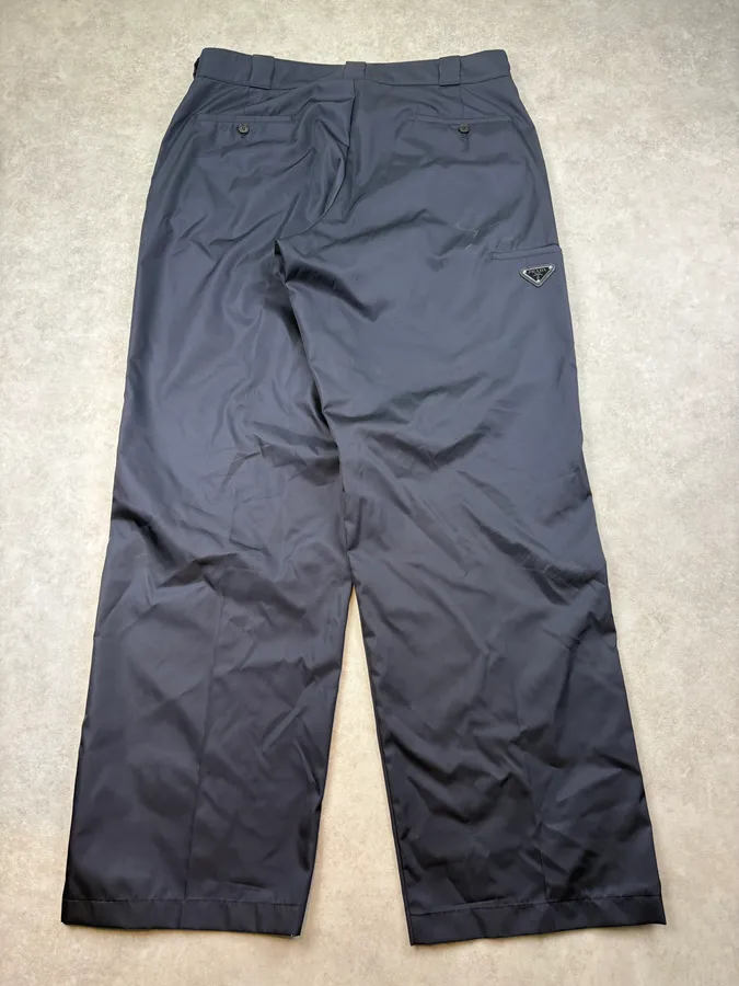 AW2022 Prada Signature Navy Nylon Trousers Pants - Image 7