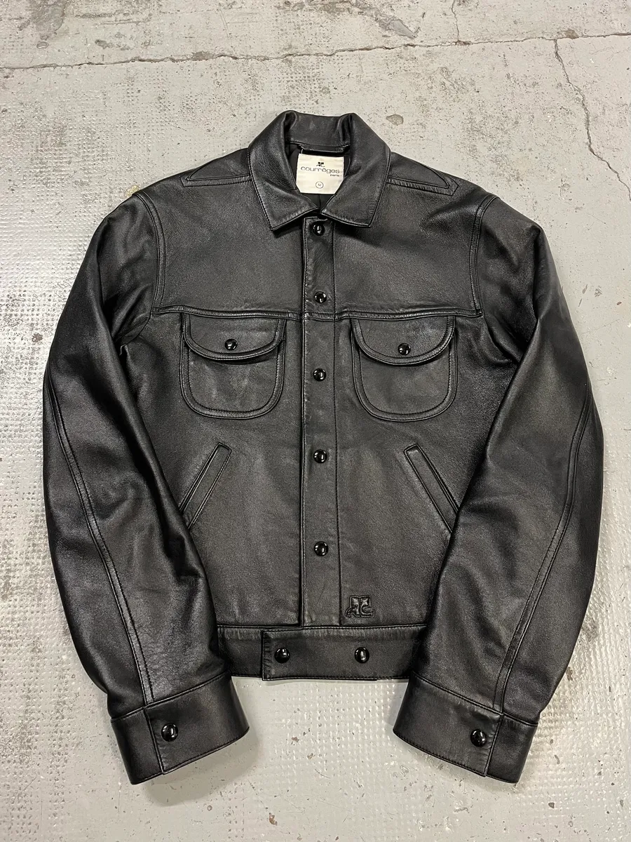 AW2023 Courrèges Worker Black Minimalist Leather Black