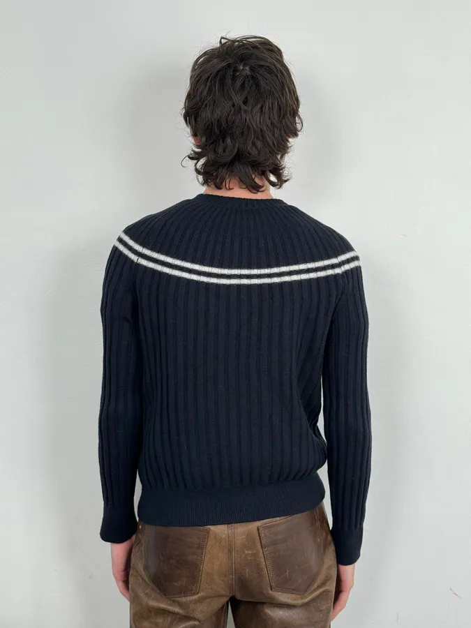 AW2023 Emporio Armani Circle Navy Wool Sweater - Image 3