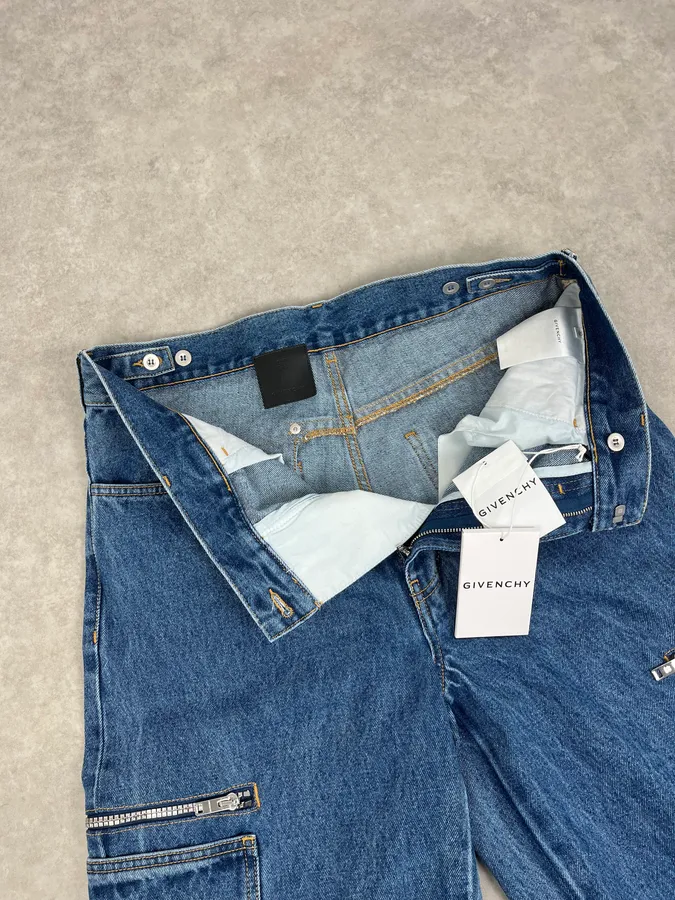 AW2023 Givenchy Indigo Blue Cargo Denim Jeans By Matthew Williams - Image 8