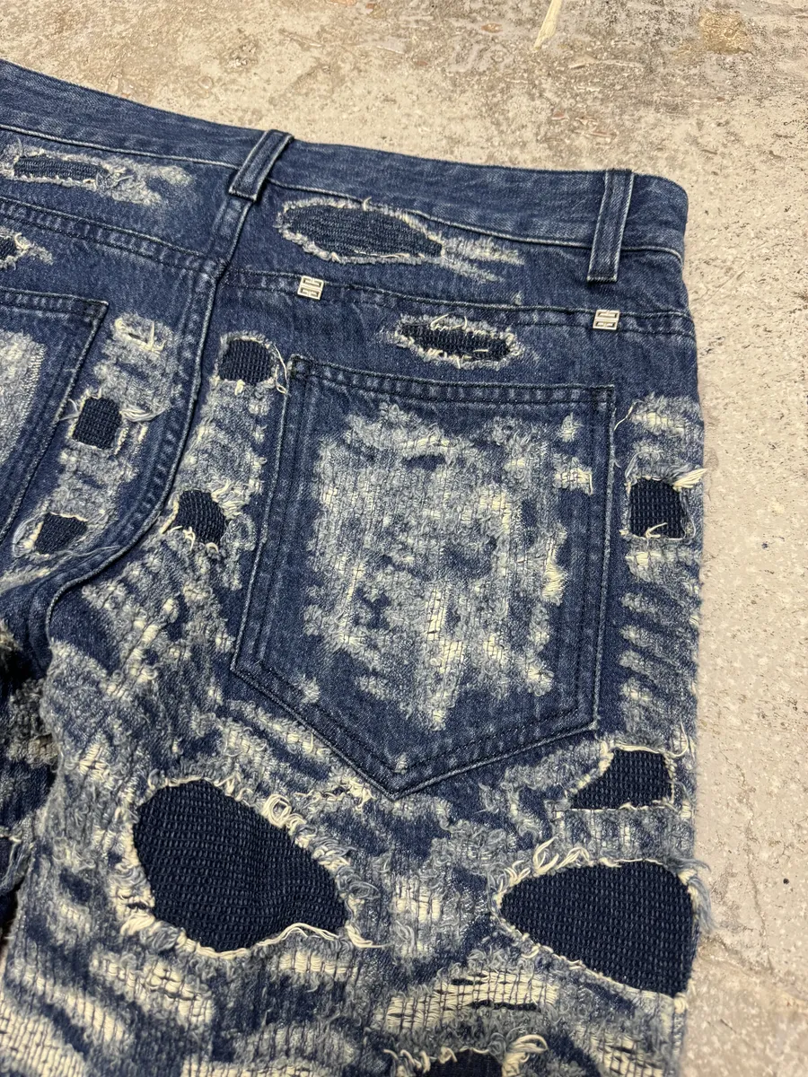 AW2023 Givenchy Slim Blue Distressed Boro Denim Jeans - Image 11