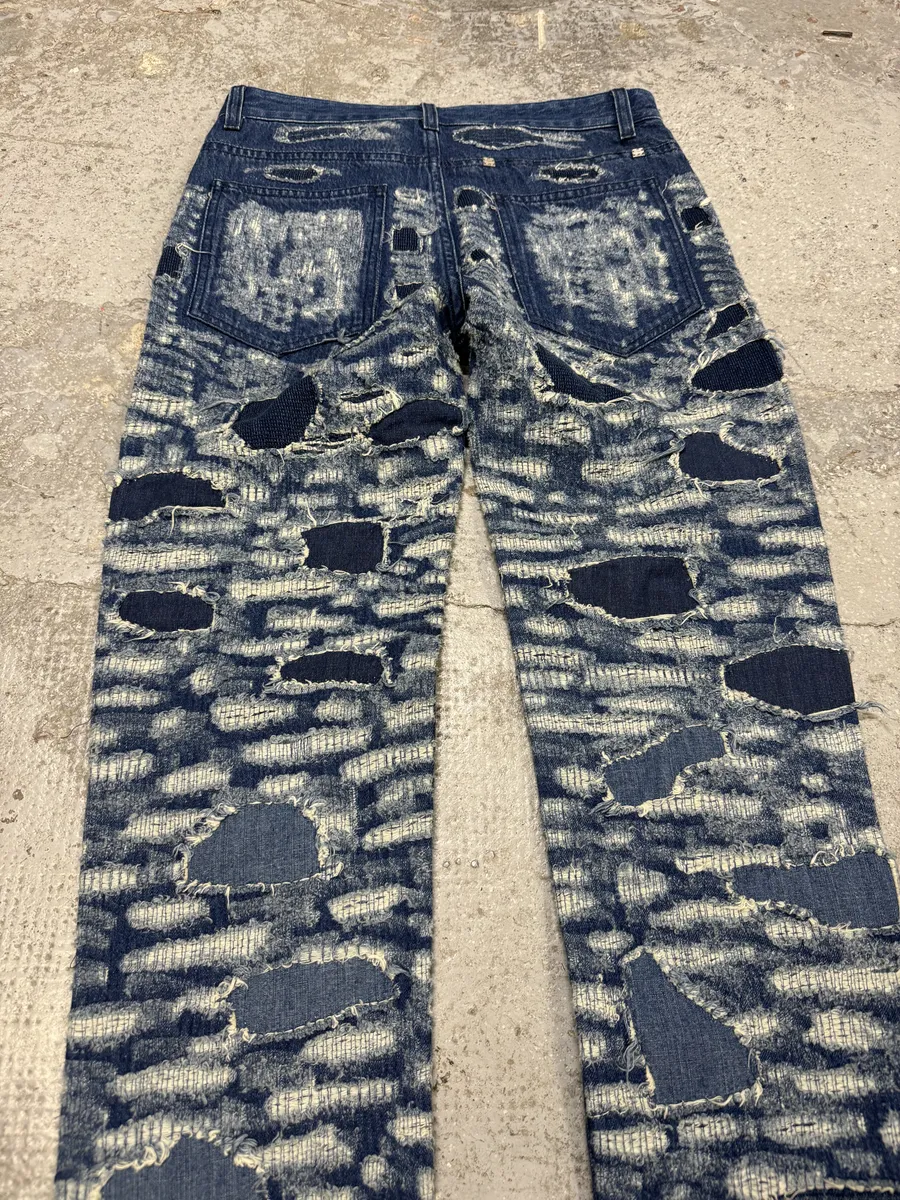 AW2023 Givenchy Slim Blue Distressed Boro Denim Jeans - Image 7