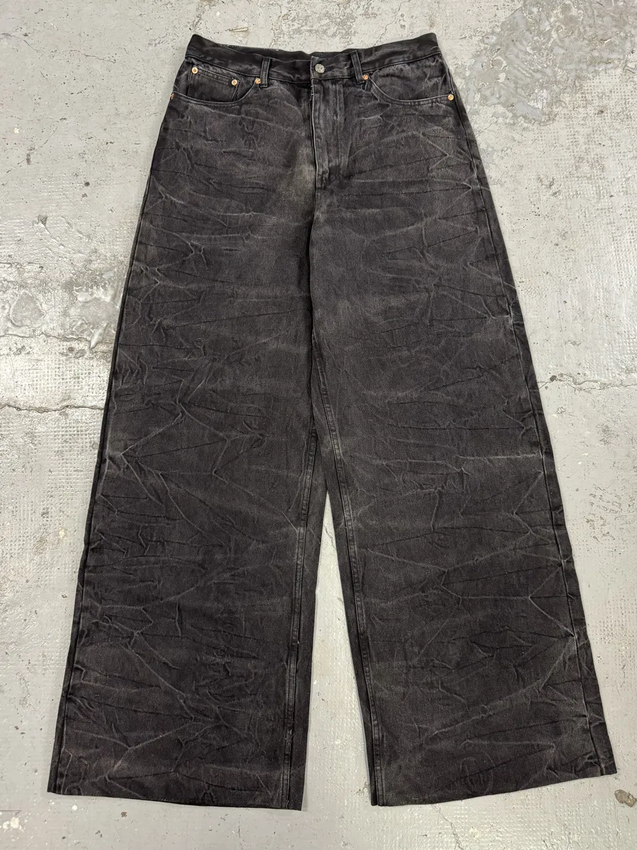 AW2023 Maison Margiela Creased Grey Baggy Denim Jeans