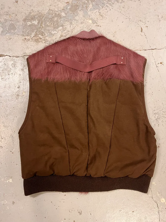 AW2023 Rick Owens Brown & Pony Hair Vest Jacket - Image 7
