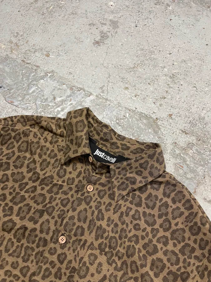 AW2024 Cavalli Leopard Print Brown Shirt - Image 6