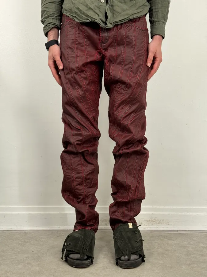 AW2024 Mugler Spiral Resin Vampire Red Jeans