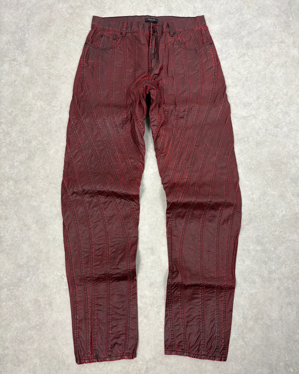 AW2024 Mugler Spiral Resin Vampire Red Jeans - Image 2