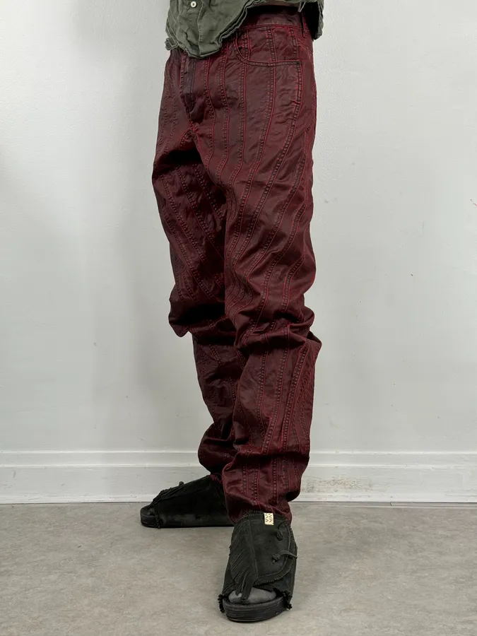 AW2024 Mugler Spiral Resin Vampire Red Jeans - Image 3