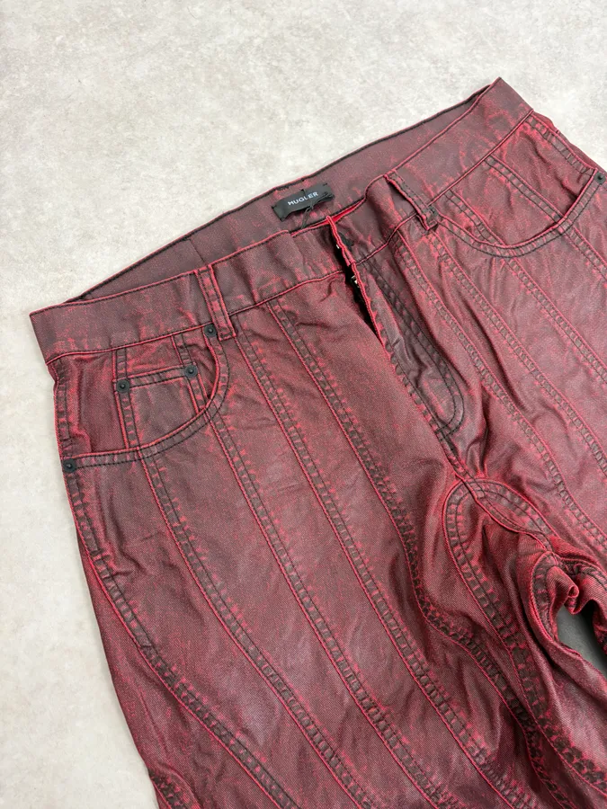 AW2024 Mugler Spiral Resin Vampire Red Jeans - Image 6