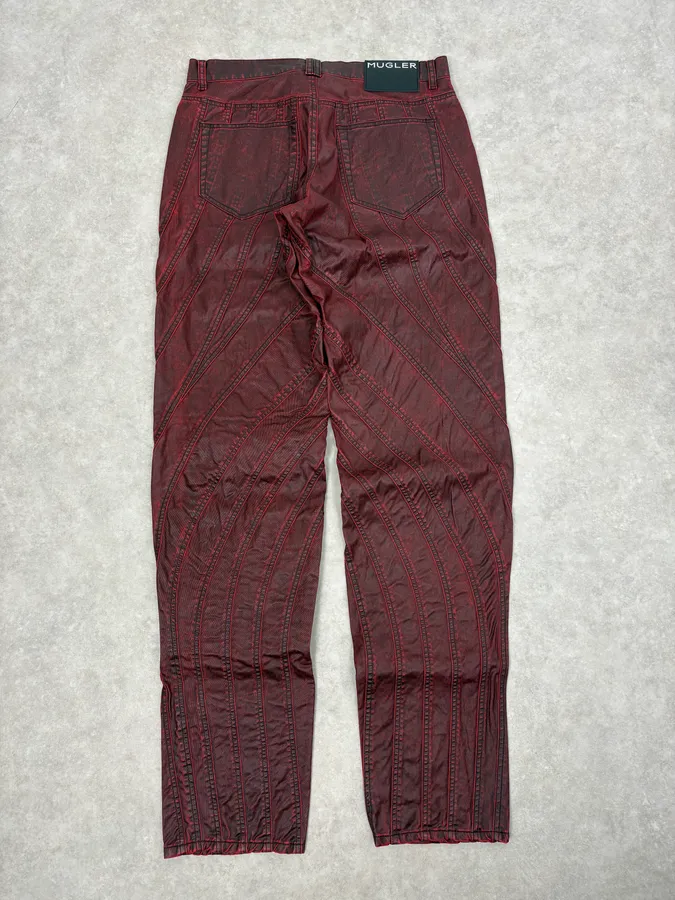 AW2024 Mugler Spiral Resin Vampire Red Jeans - Image 7