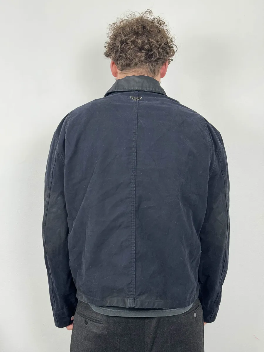 AW2024 Prada Navy Oversized Trucker Jacket - Image 5