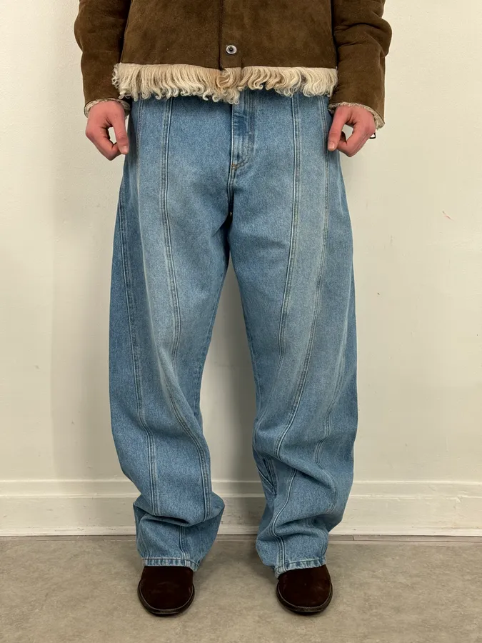 AW2025 Mugler Spiral Oversized Blue Denim Jeans