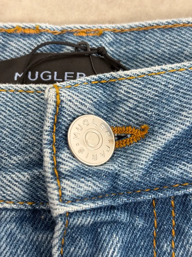 AW2025 Mugler Spiral Oversized Blue Denim Jeans - Image 11