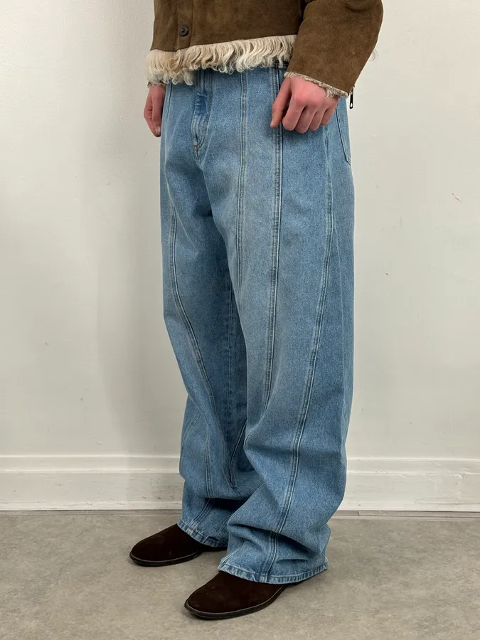 AW2025 Mugler Spiral Oversized Blue Denim Jeans - Image 2