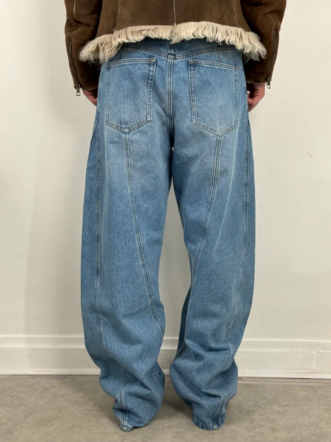 AW2025 Mugler Spiral Oversized Blue Denim Jeans - Image 3