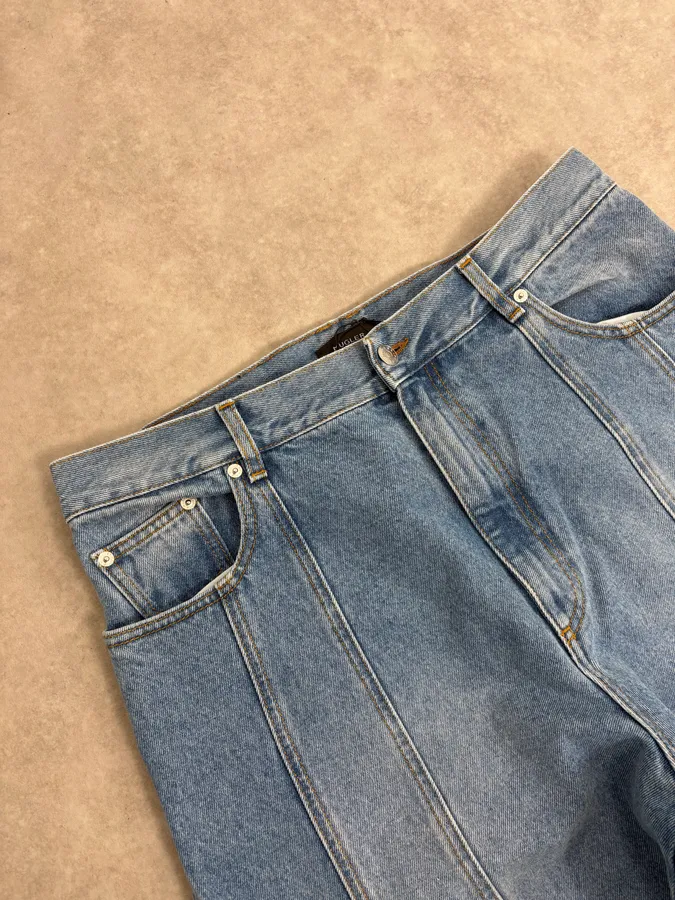 AW2025 Mugler Spiral Oversized Blue Denim Jeans - Image 6