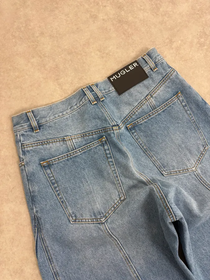 AW2025 Mugler Spiral Oversized Blue Denim Jeans - Image 9