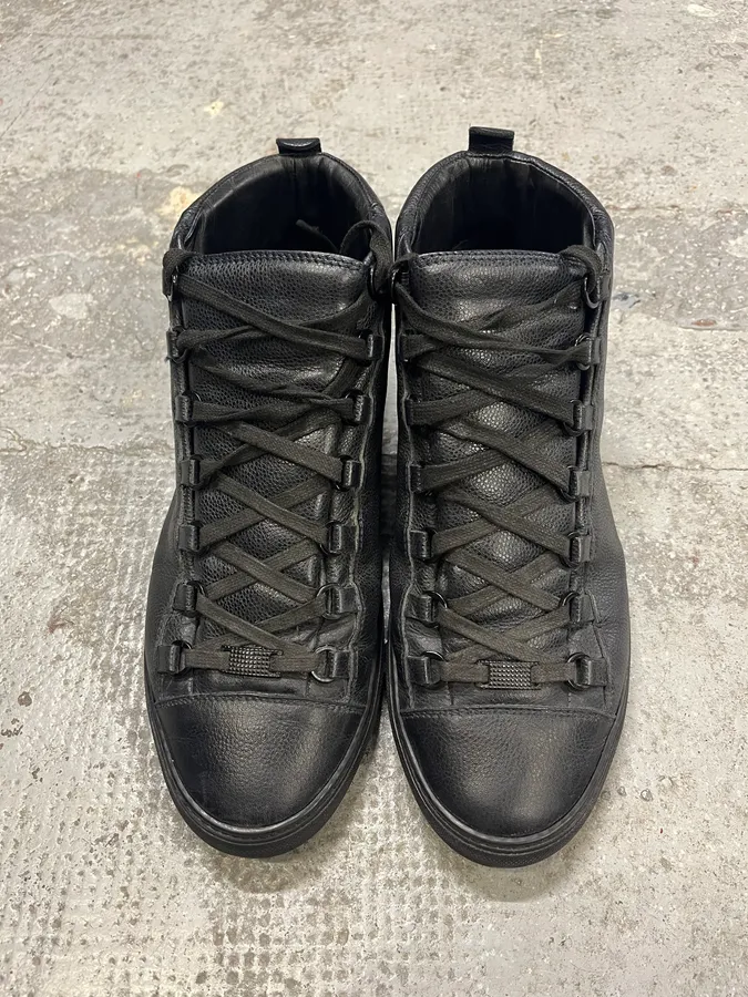 Balenciaga Arena Black Grain Leather High Sneakers - Image 2