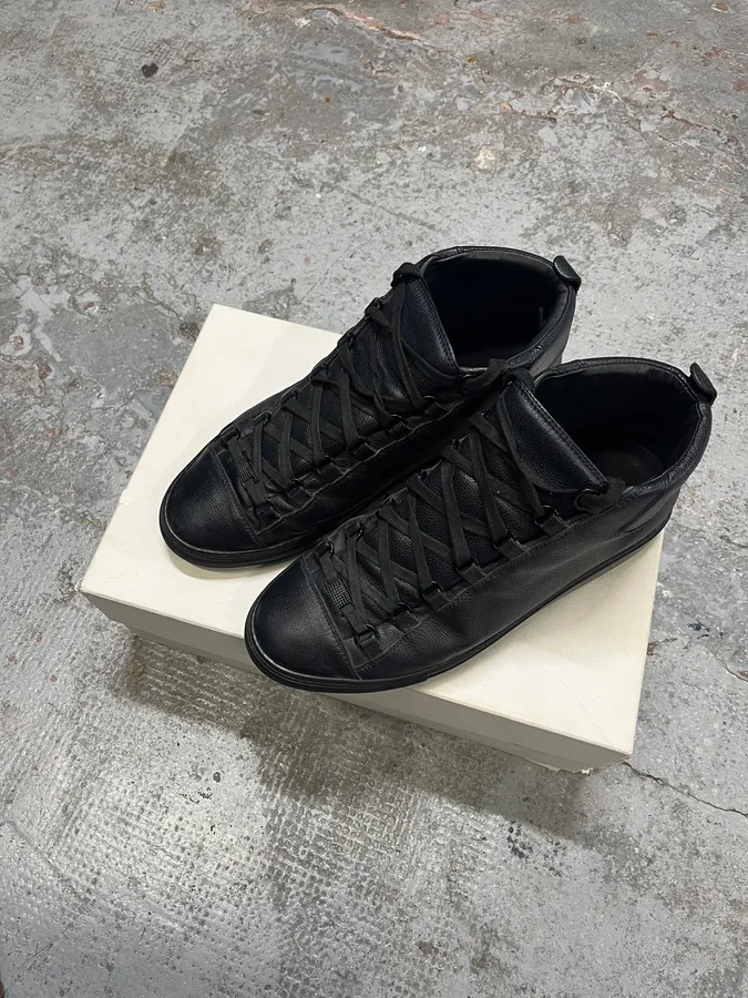 Balenciaga Arena Black Grain Leather High Sneakers - Image 9